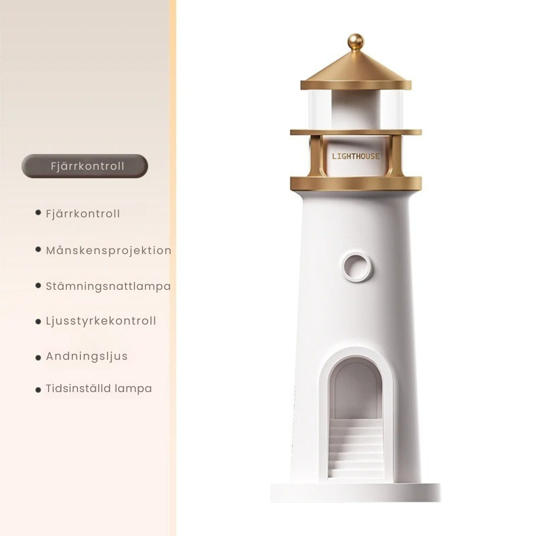 LumiLighthouse™ – Magisk nattlampa med månprojektion & sensor