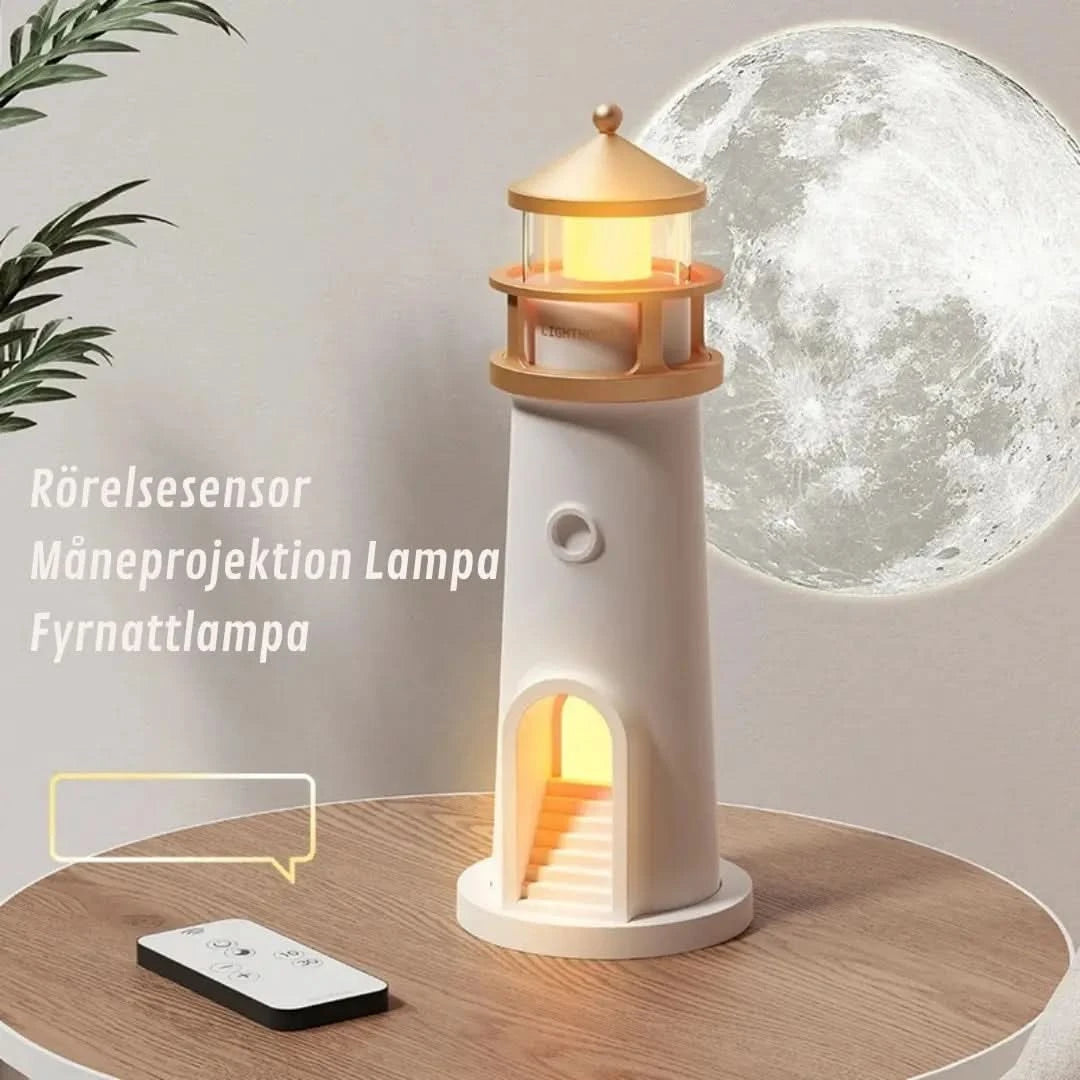 LumiLighthouse™ – Magisk nattlampa med månprojektion & sensor